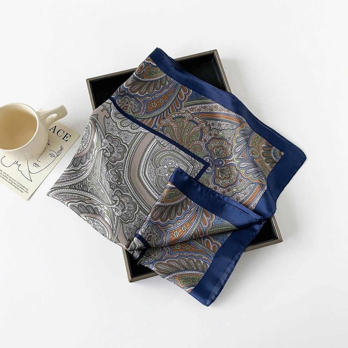 Letter Print Satin Square Scarf for Women