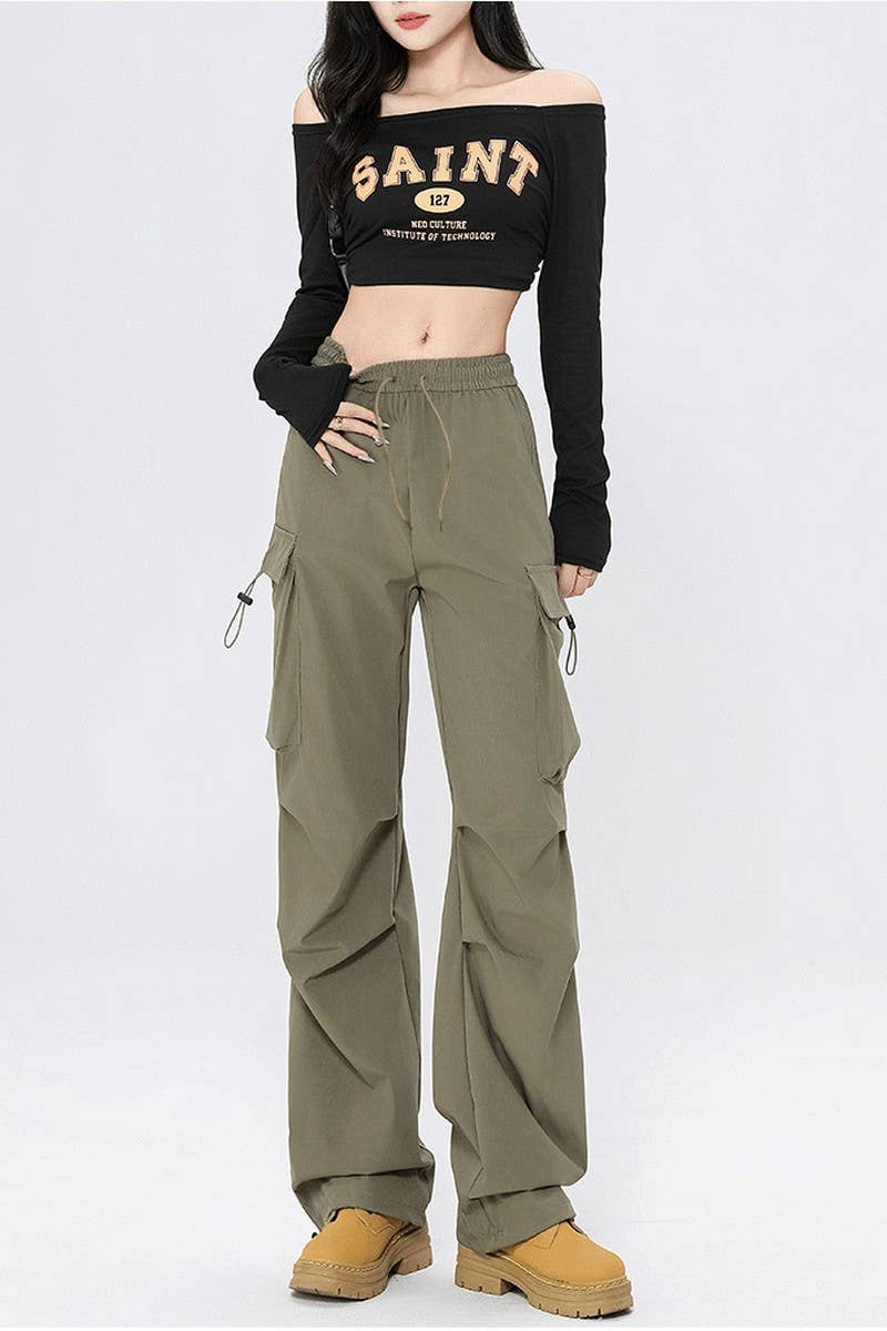 CWBLP00920_AUTUMN STRAIGHT HIGH WAIST SLIM LOOSE PANTS