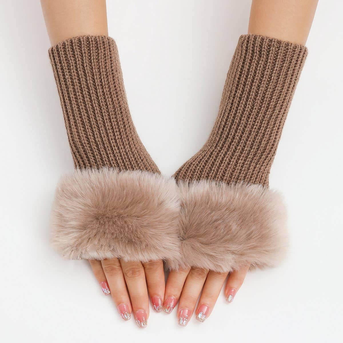 KNITTED THERMAL FINGERLESS GLOVES ARM GLOVES_CWAG0108