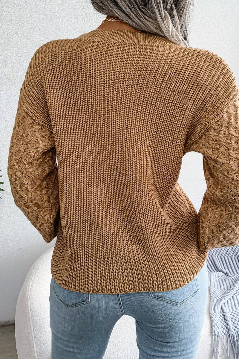 WOMEN FISHERMAN CABLE KNIT LOOSE FIT SWEATER_CWOSWL0464