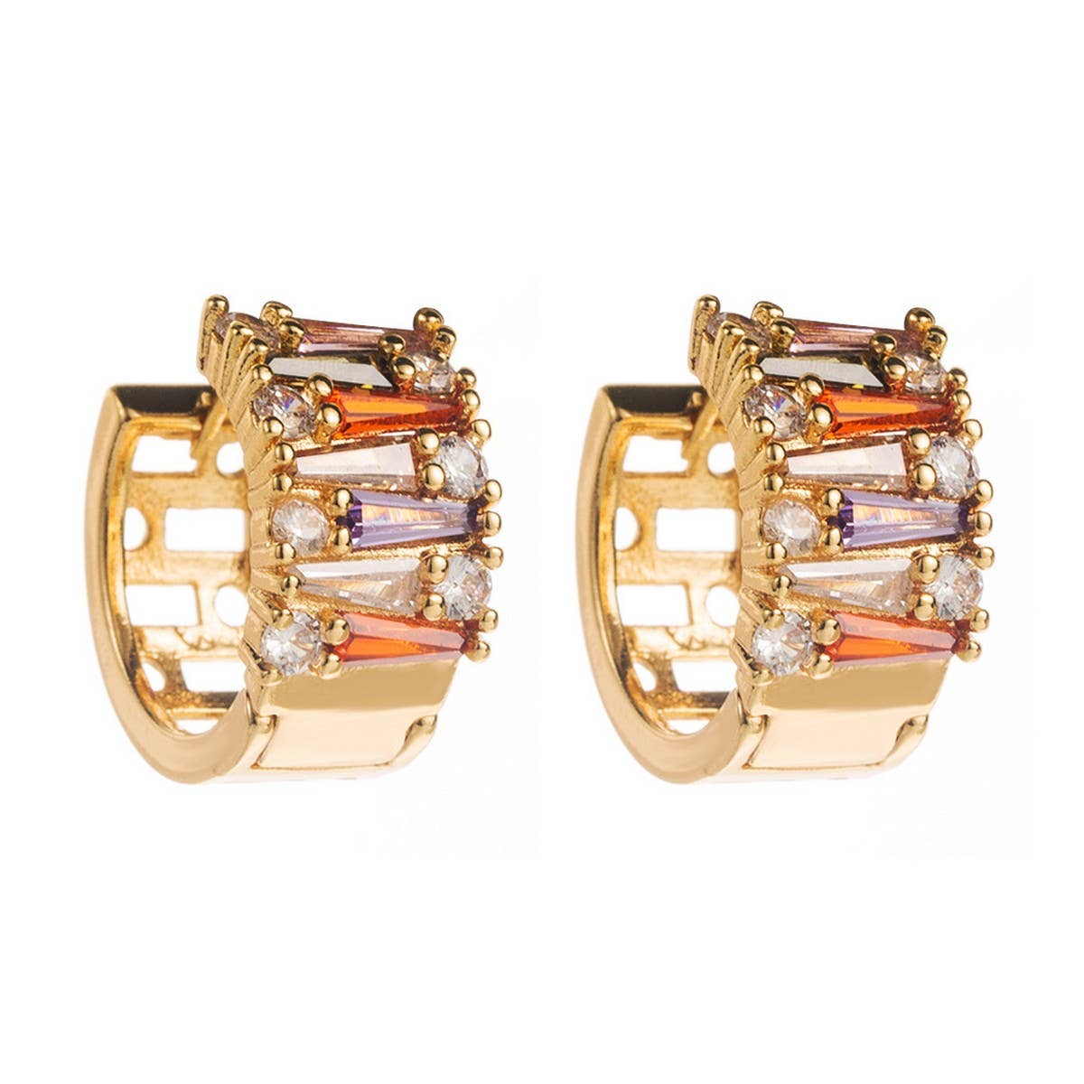 Colorful Gold-Plated Hoop Earrings Luxury Design