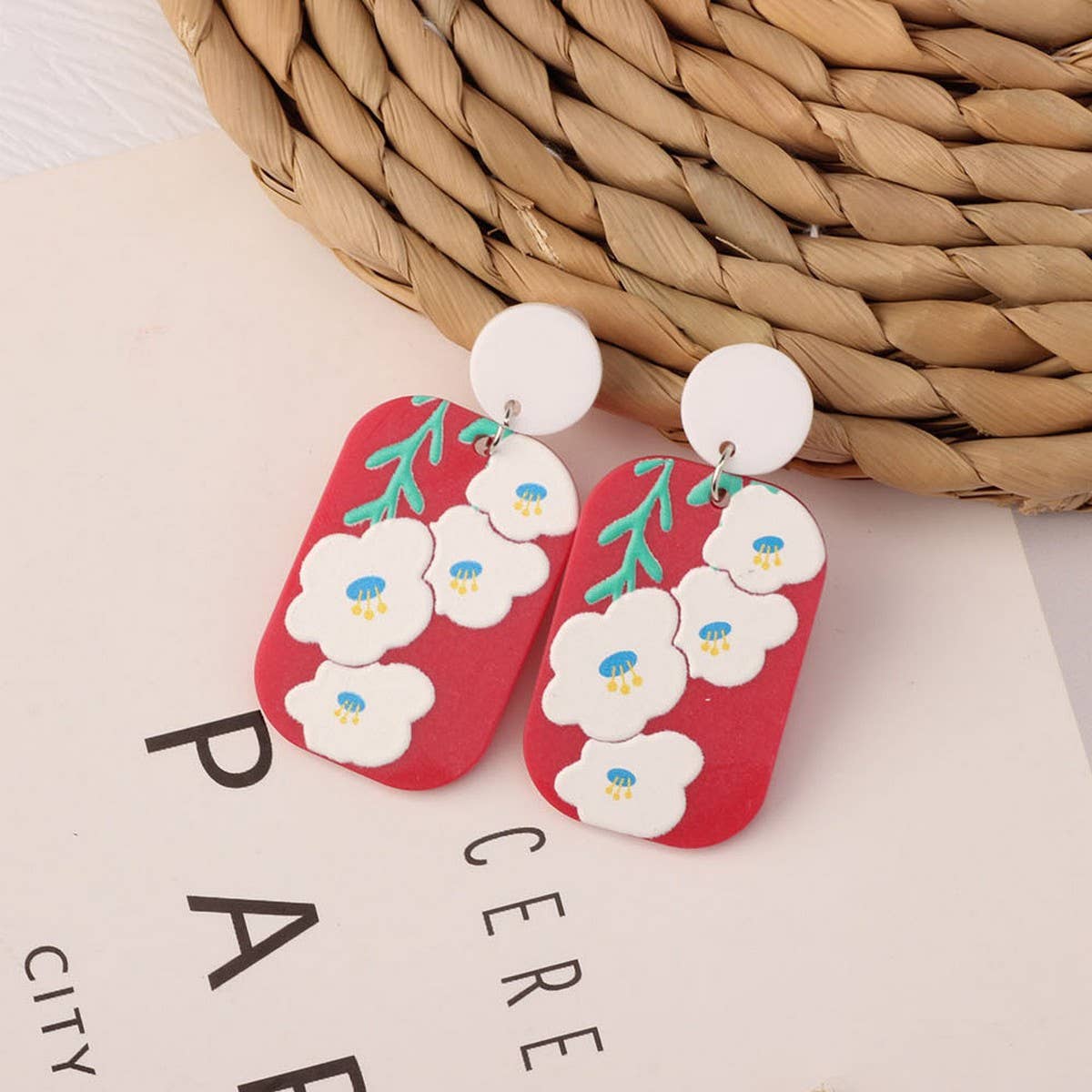 SWEET GIRL COLORFUL FLOWER ACRYLIC EARRINGS