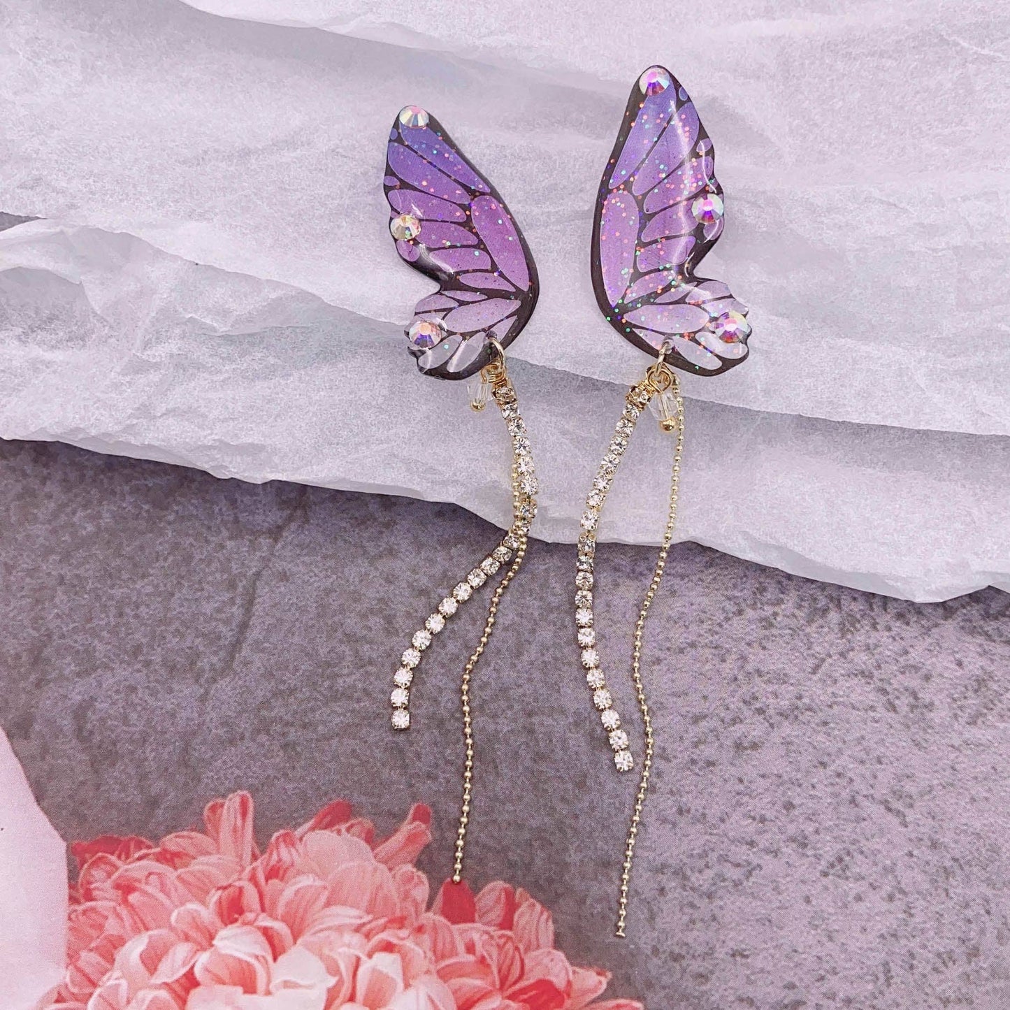 Personalized three-dimensional butterfly earrings