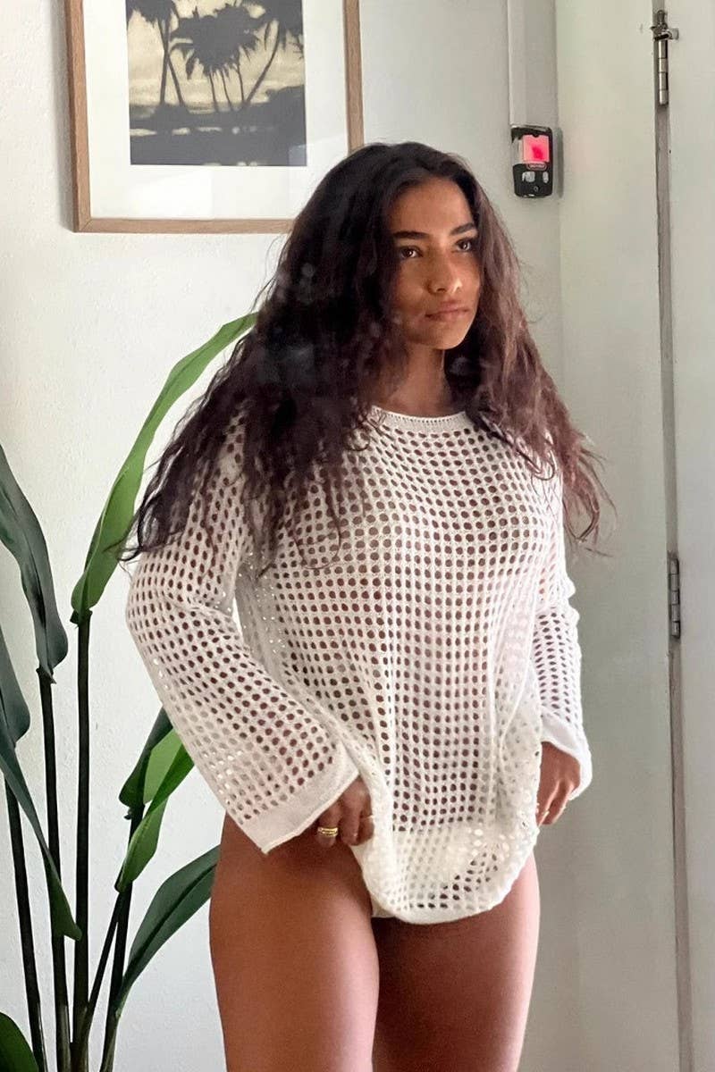 CWTBLL3400_KNITTED CUTOUT HOLIDAY BIKINI BEACH COVER-UP