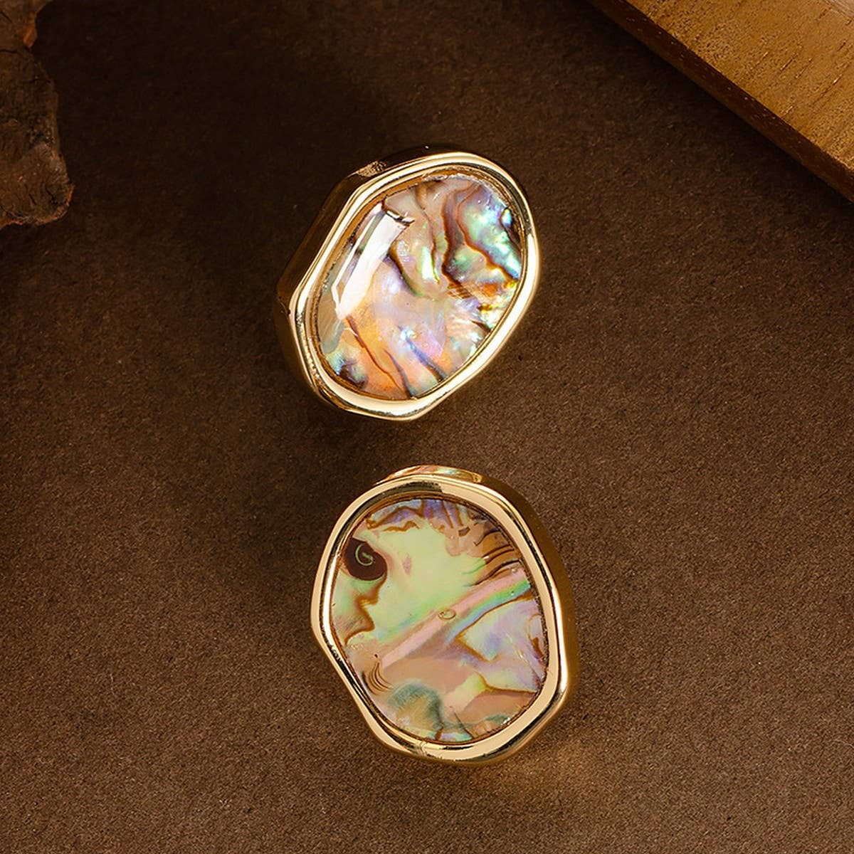 IRREGULAR ABALONE GEOMETRIC EARRINGS