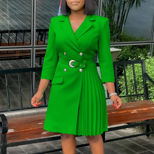 HIGH WAIST FASHIONABLE WAIST MID-LENGTH SUIT DRESS