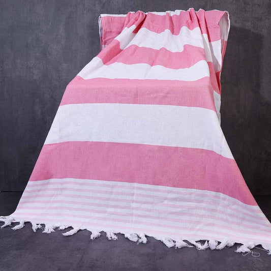 Striped Tassel Cotton Turkish Beach Wrap Towel_CWMM7670