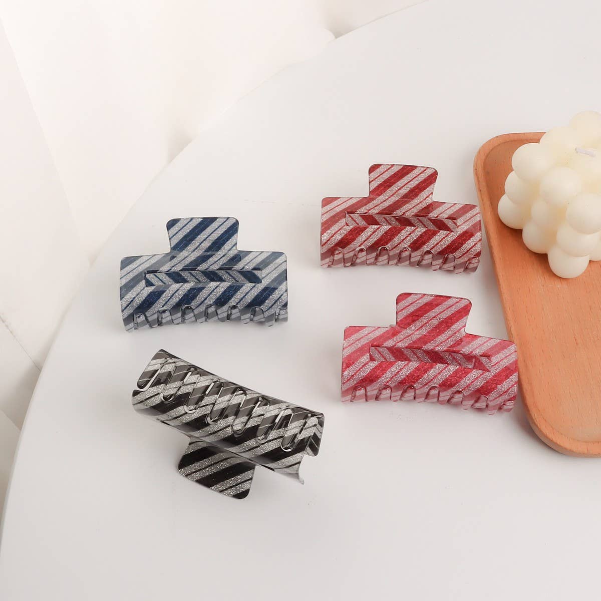 CWAHA1416_TWILL IRREGULAR RECTANGLE HAIR CLAW CLIP