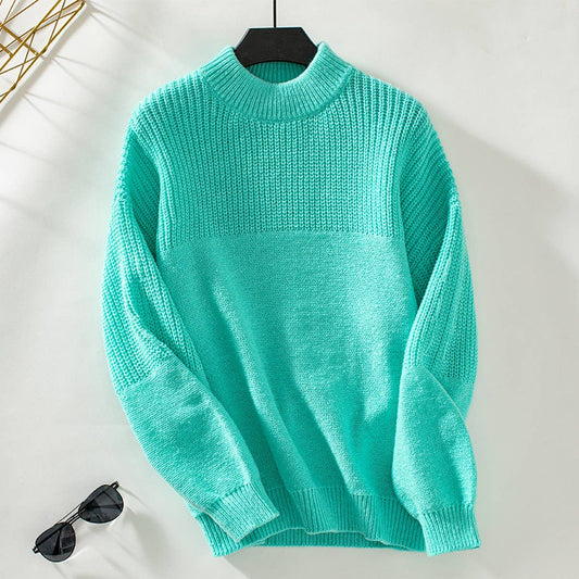 Solid color semi-turtleneck sweater