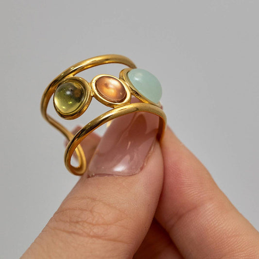 VINTAGE ADJUSTABLE TRICOLOR STONE RING