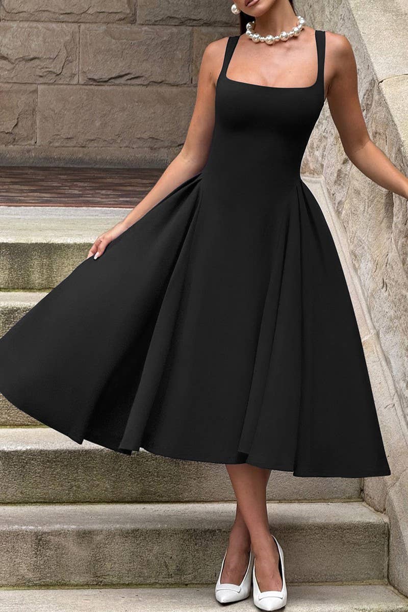 CWDHL0878_SUMMER FRENCH STYLE ELEGANT SUSPENDER DRESS