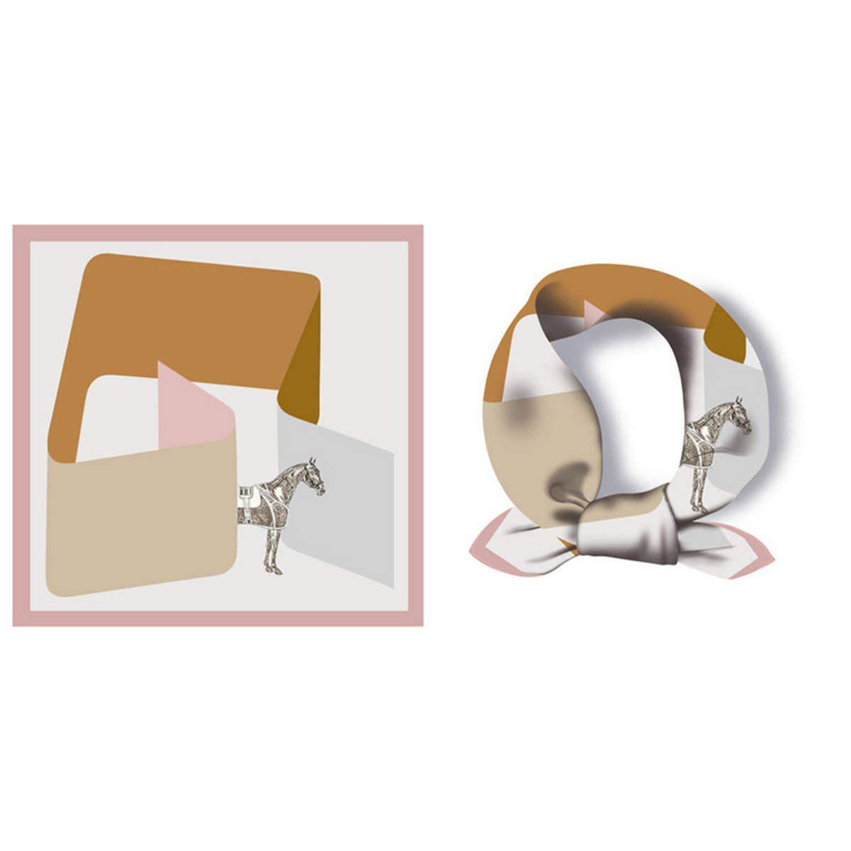 Geometric Print Reversible Satin Scarf for Summer