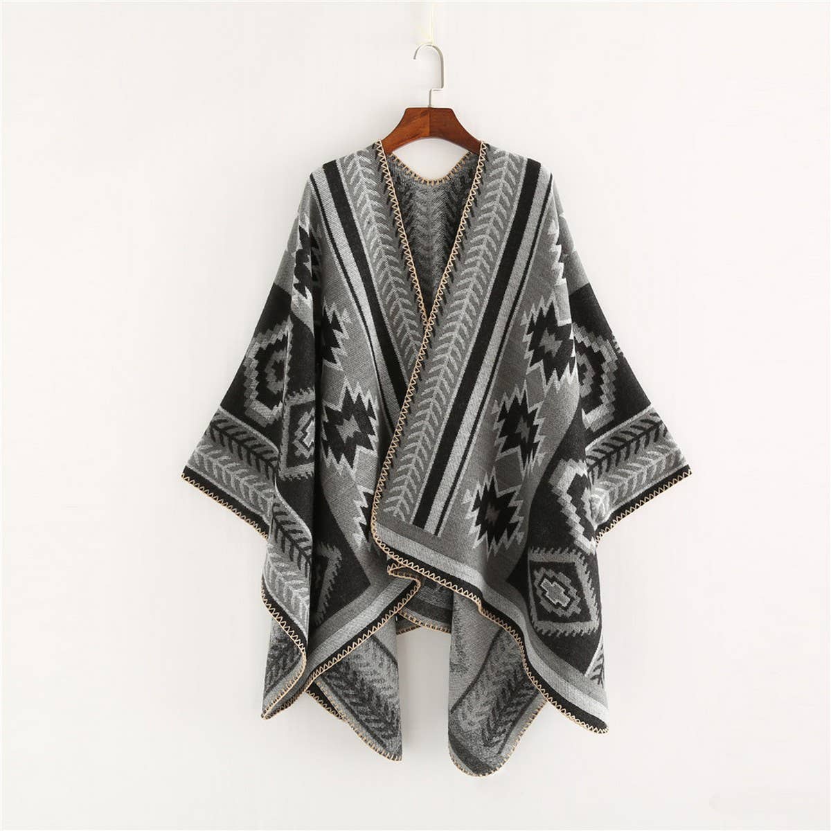 CROSS DIAMOND GEOMETRIC PATTERN CASHMERE SHAWL
