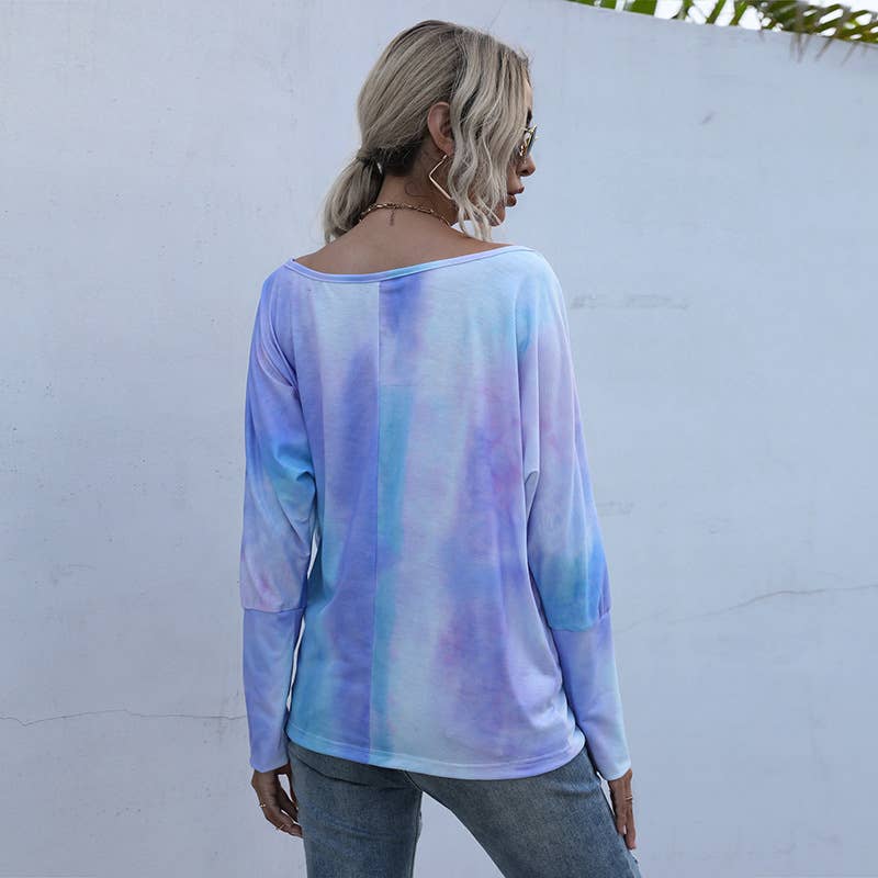 Round-neck fashionable loose tie-dye T-shirt