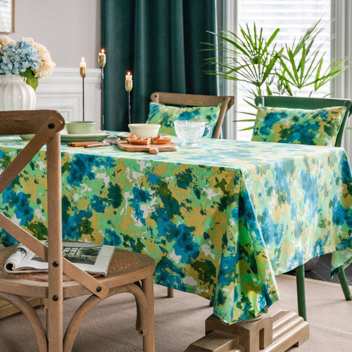 TIE-DYE CAMOUFLAGE PRINTED PASTORAL TABLECLOTH