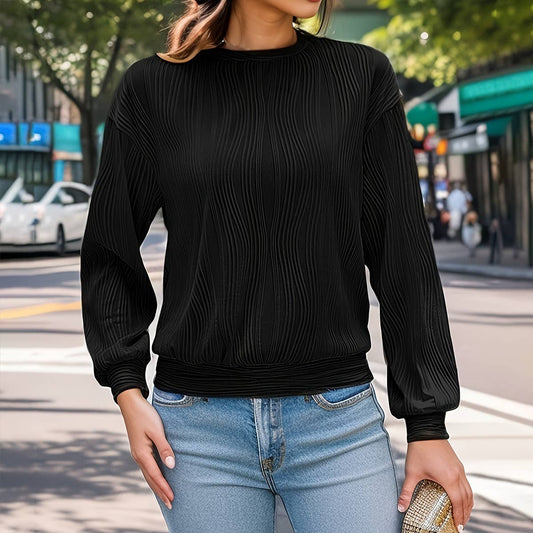 DROP SHOULDER ROUND NECK SOLID COLOR LOOSE TSHIRT