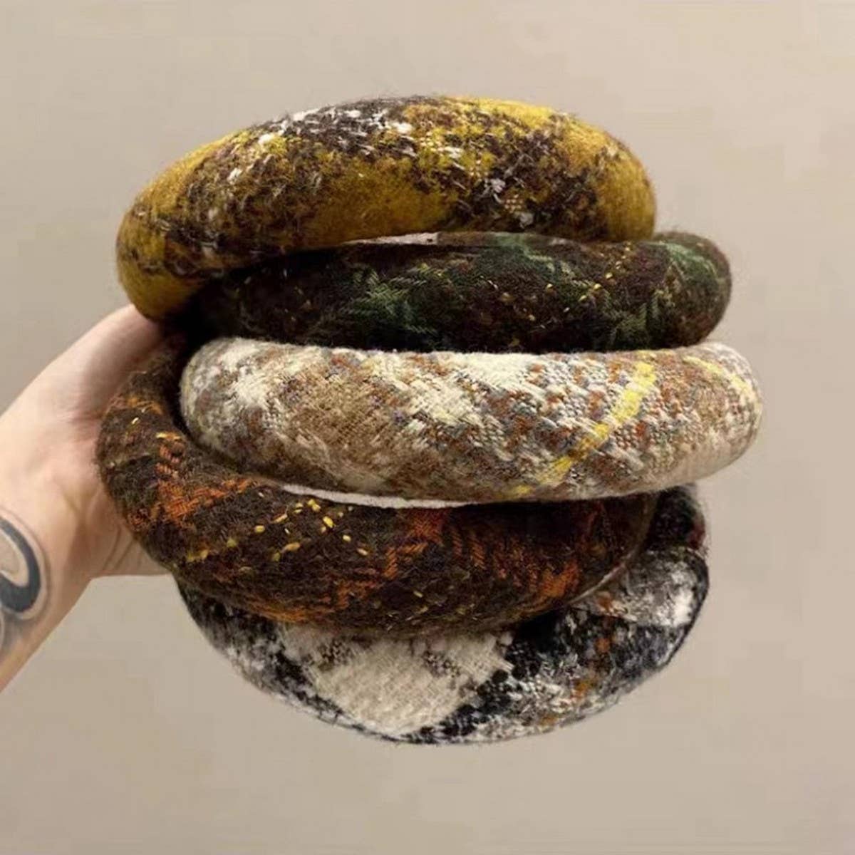 AUTUMN AND WINTER HIGH-END PLAID HEADBAND_CWAHA2865