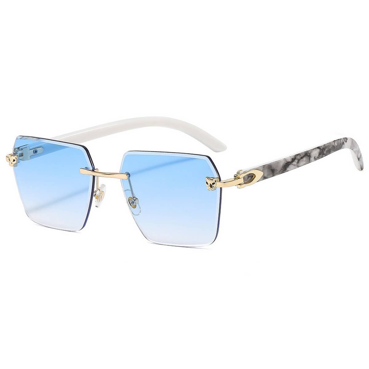 New Polygon Gradient Metal Sunglasses Leopard Head