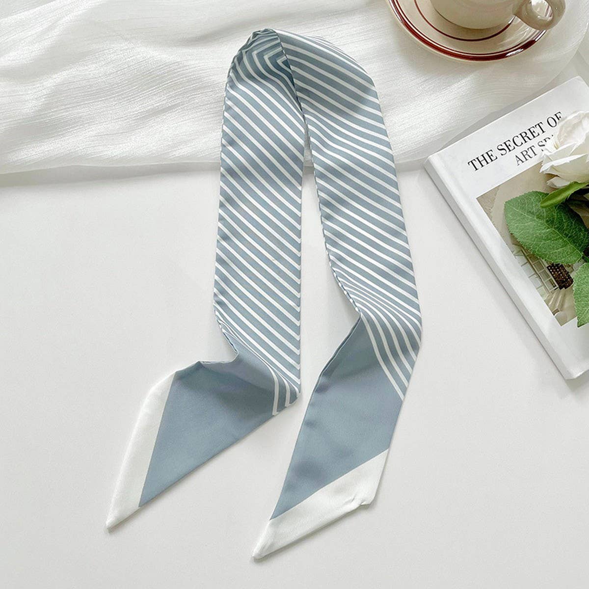 VERSATILE BLACK STRIPED SCARF HEADBAND SCARF