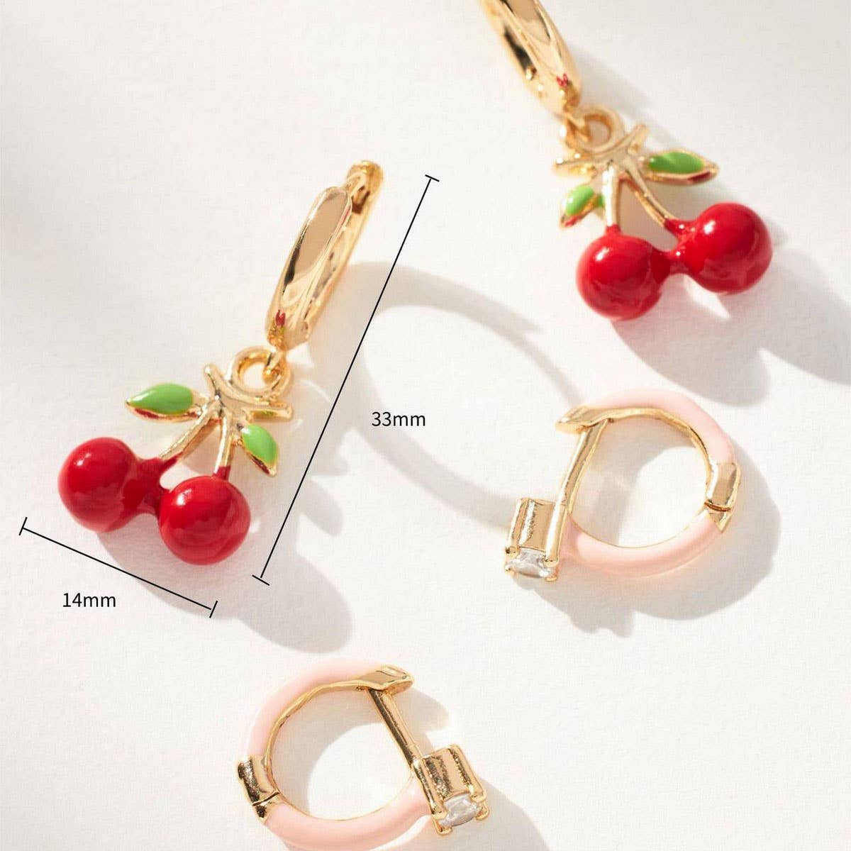 Colorful Fruit Zircon Earrings Stainless Steel