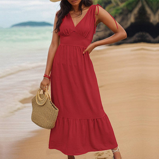 Ice silk draping dress