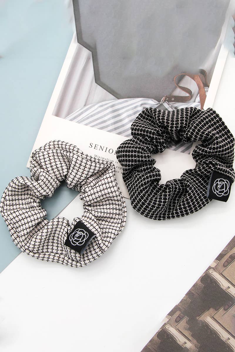 2PCS HAIR TIE PLAID PATTERN  SCRUNCHIE_CWAHA0181