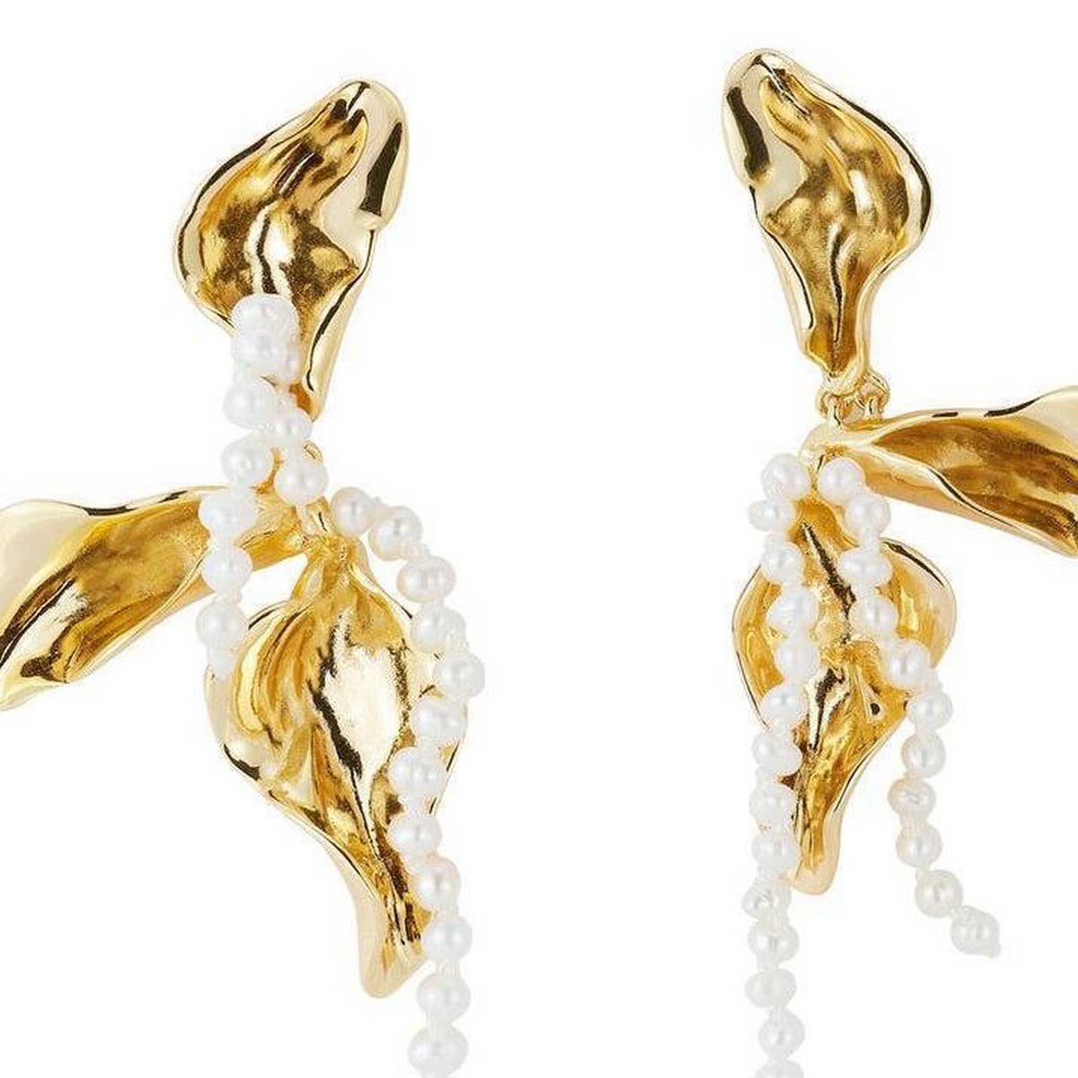 Lrregular Petal Pearl Geometric Earrings