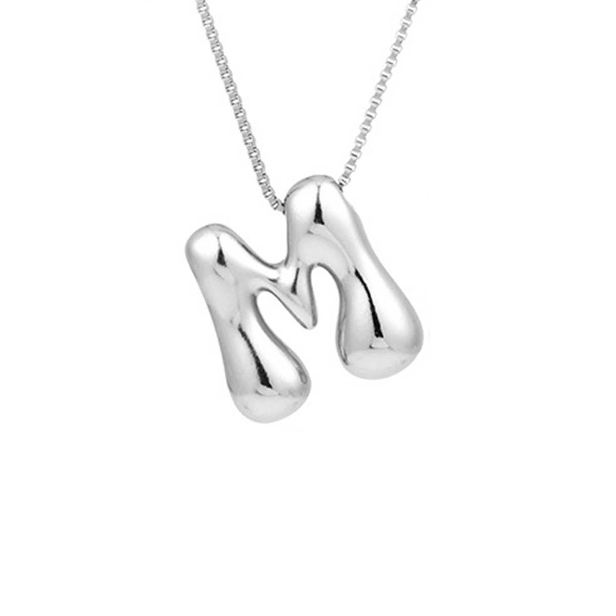 Hip Hop 26 Letters Pendant Necklace - Silver Chain