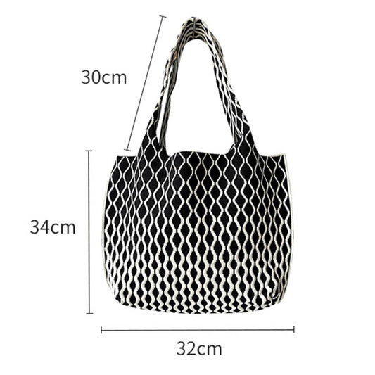 WOMEN FASHION PLAID KNITTED SHOULDER HANDBAG_CWAB1515