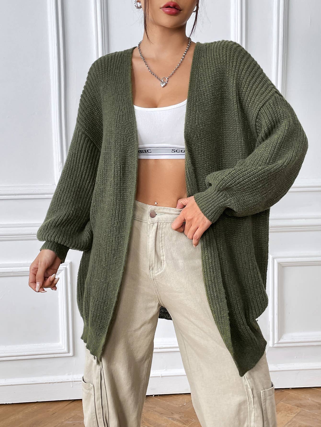 SIMPLE CASUAL CARDIGAN SOLID COLOR SWEATER COAT