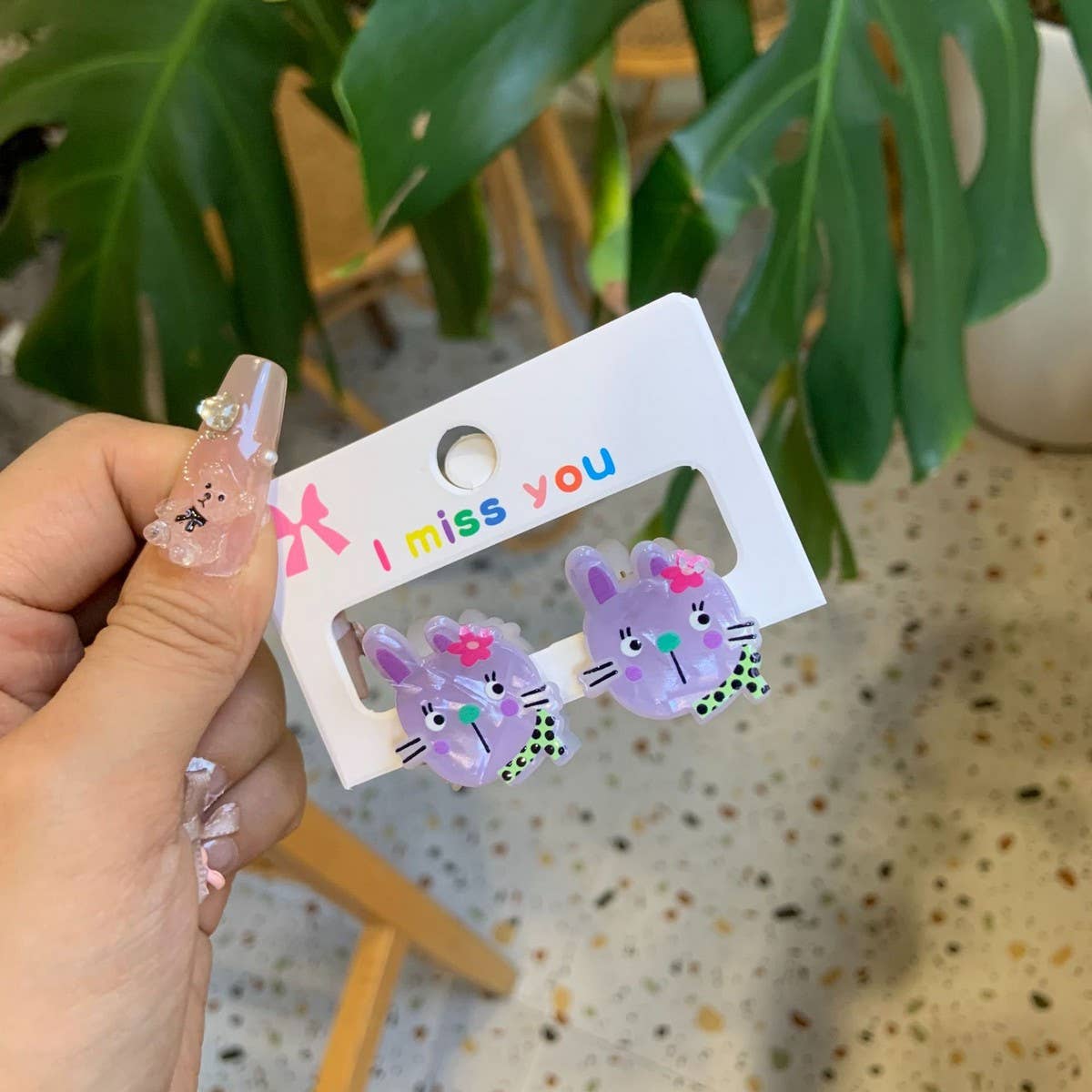 CWAHA4457_GIRL PUPPY BEAR CUTE CARTOON HAIRPIN