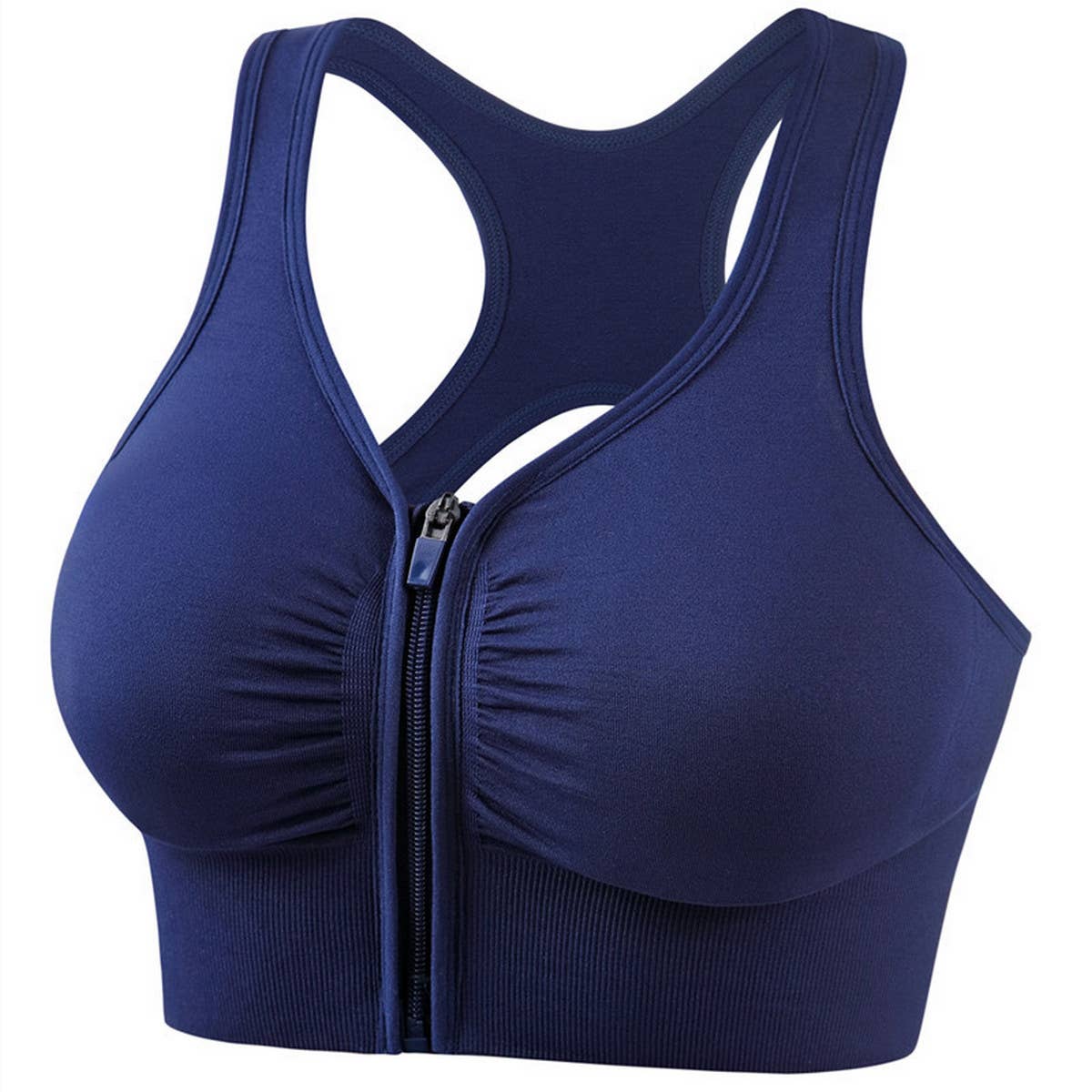FRONT ZIPPER CUTOUT BACK SPORTS BRA