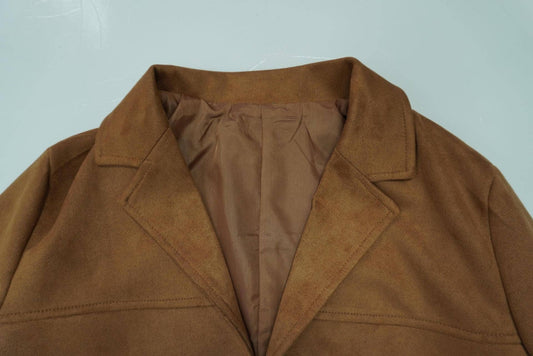 Vintage-Inspired Loose Pocket Long Sleeve Blazer