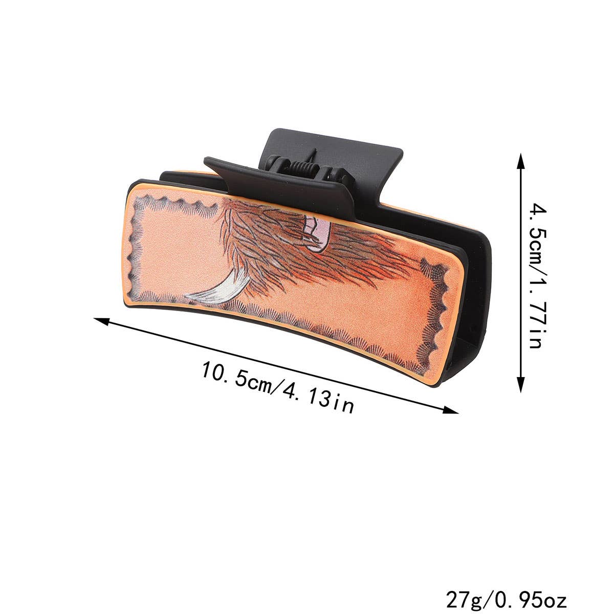 Western Cactus Sunflower Hair Claw - Leather Clip