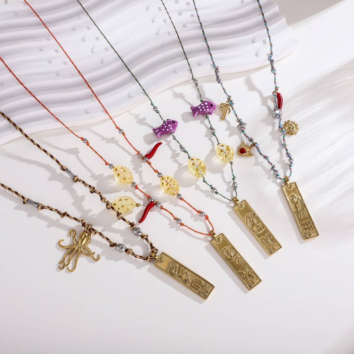 Handmade Zodiac Square Steel Cotton Necklace