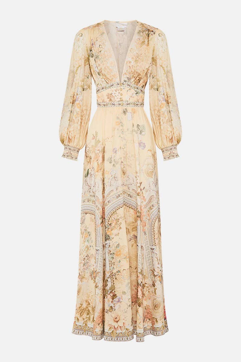 CWDMD5722_SUMMER V-NECK LONG-SLEEVED PUFF SLEEVE DRESS