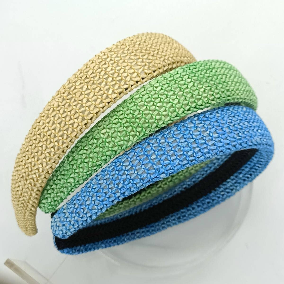 Boho Colorful PP Raffia Padded Crown Headband_CWAHA6324