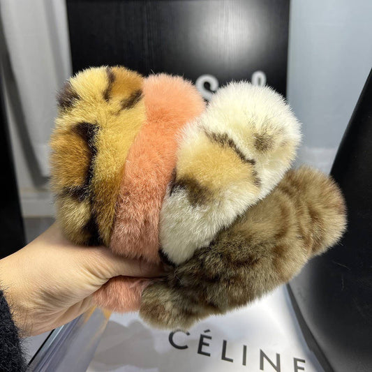 Fuzzy Bunny Fur Hair Claw, Large Lazy Style Clip