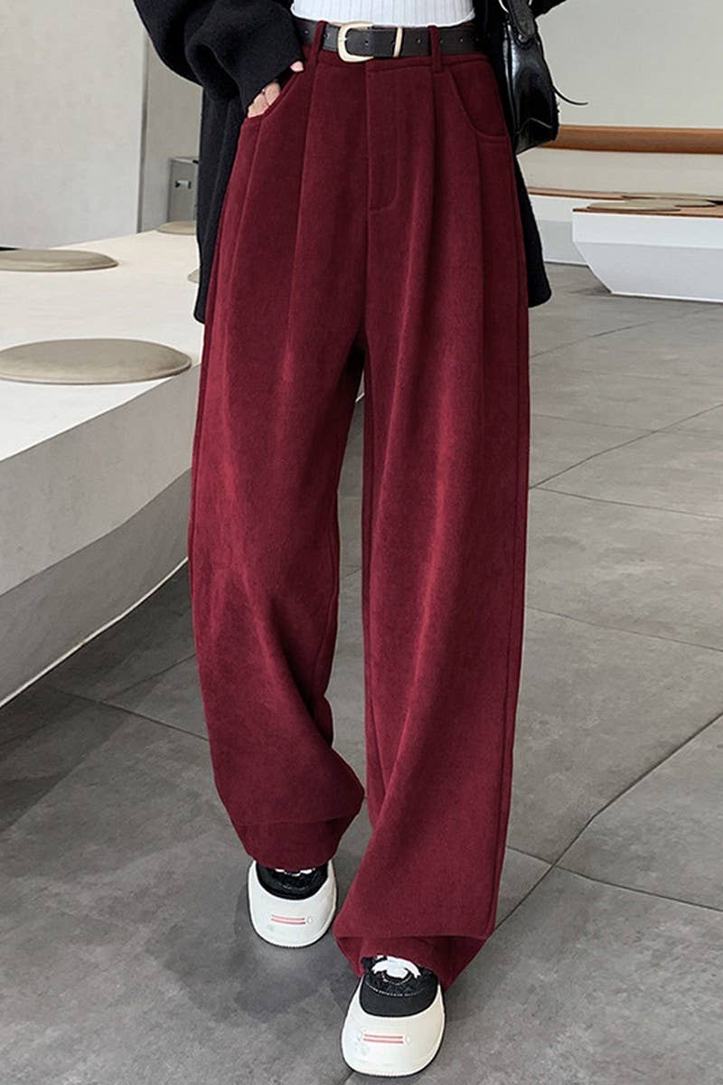Straight leg high-waisted casual wide-leg pants