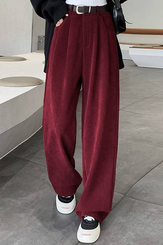 Straight leg high-waisted casual wide-leg pants