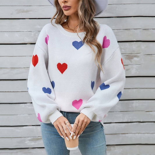Valentine'S Day Crew Neck Pullover Sweater_Cwoswl3155