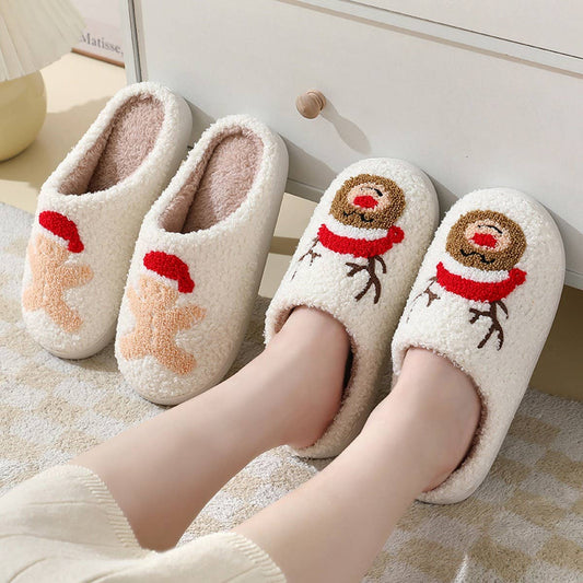 DEER PATTERNED CHRISTMA SANTA CLAUS INDOOR SLIPPER