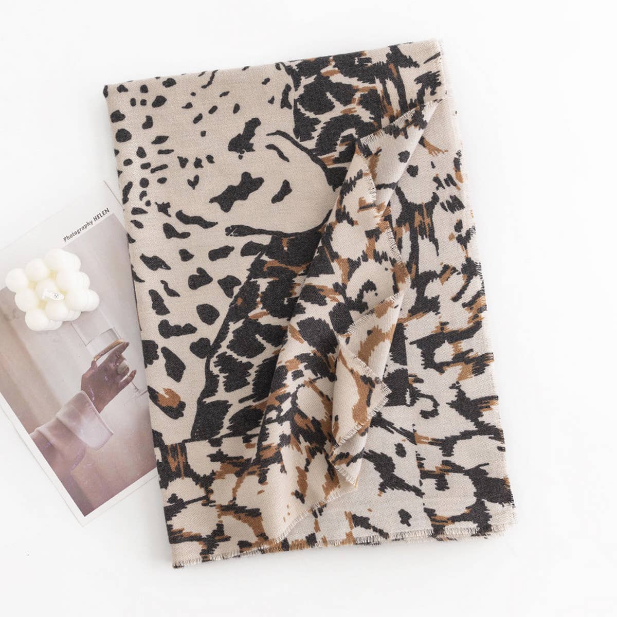 Leopard Print Scarf for Women - Chic Winter Warmth