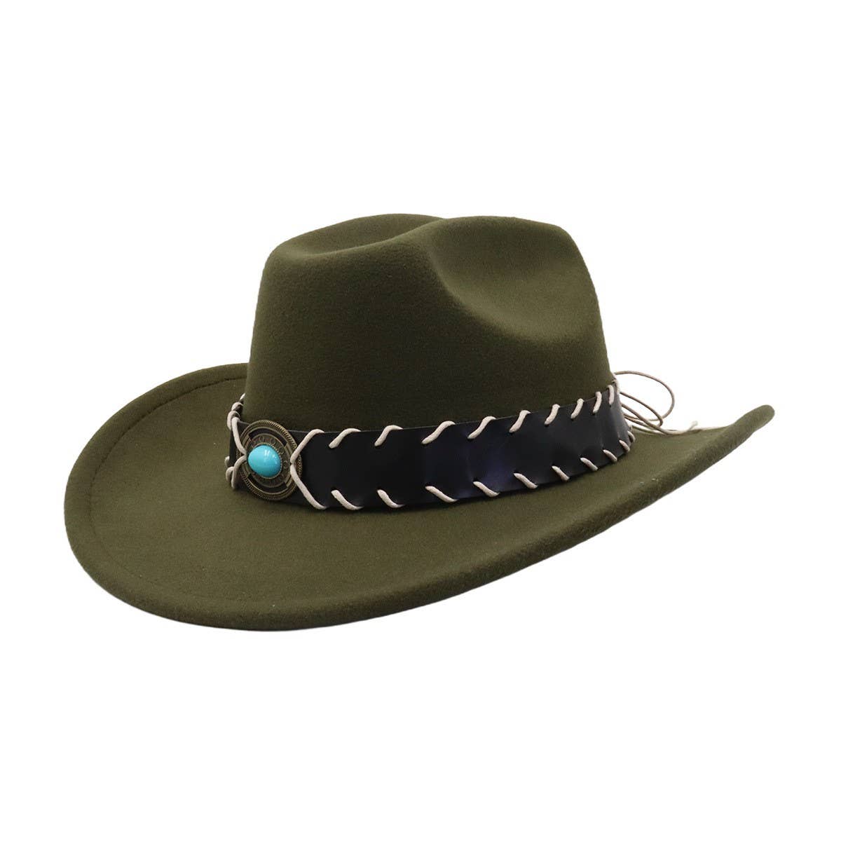 Western Ethnic Wool Fedora Hat Jazz Cowboy Style_CWAH04496