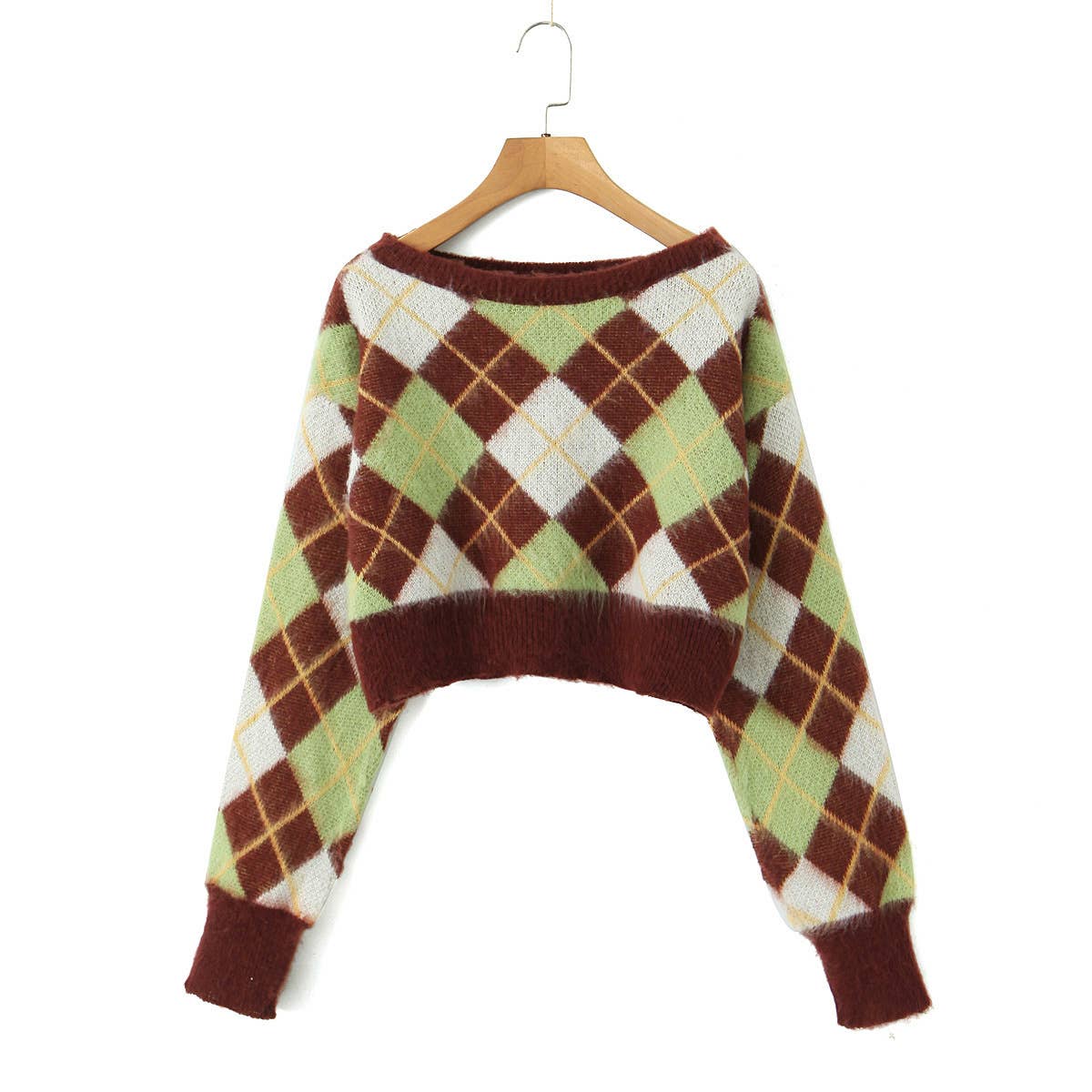 Straight-neck, off-the-shoulder pullover sweater