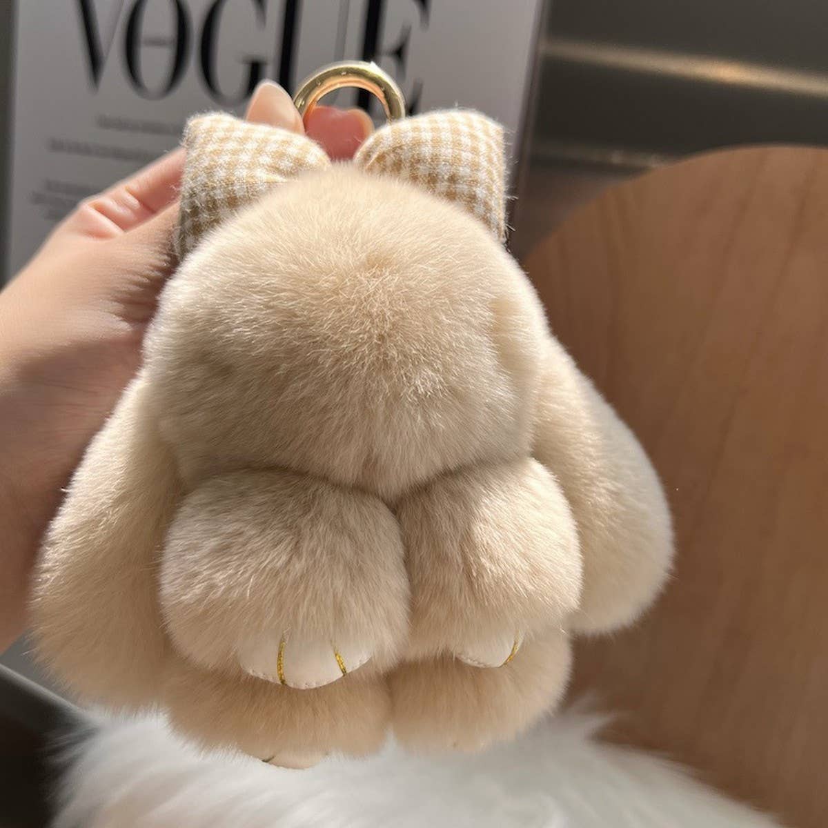 CUTE PLUSH DOLL BOW BUNNY CAR KEYCHAIN PENDANT