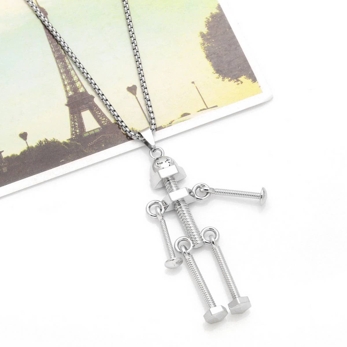 SCREW ROBOT PENDANT FASHION NECKLACE