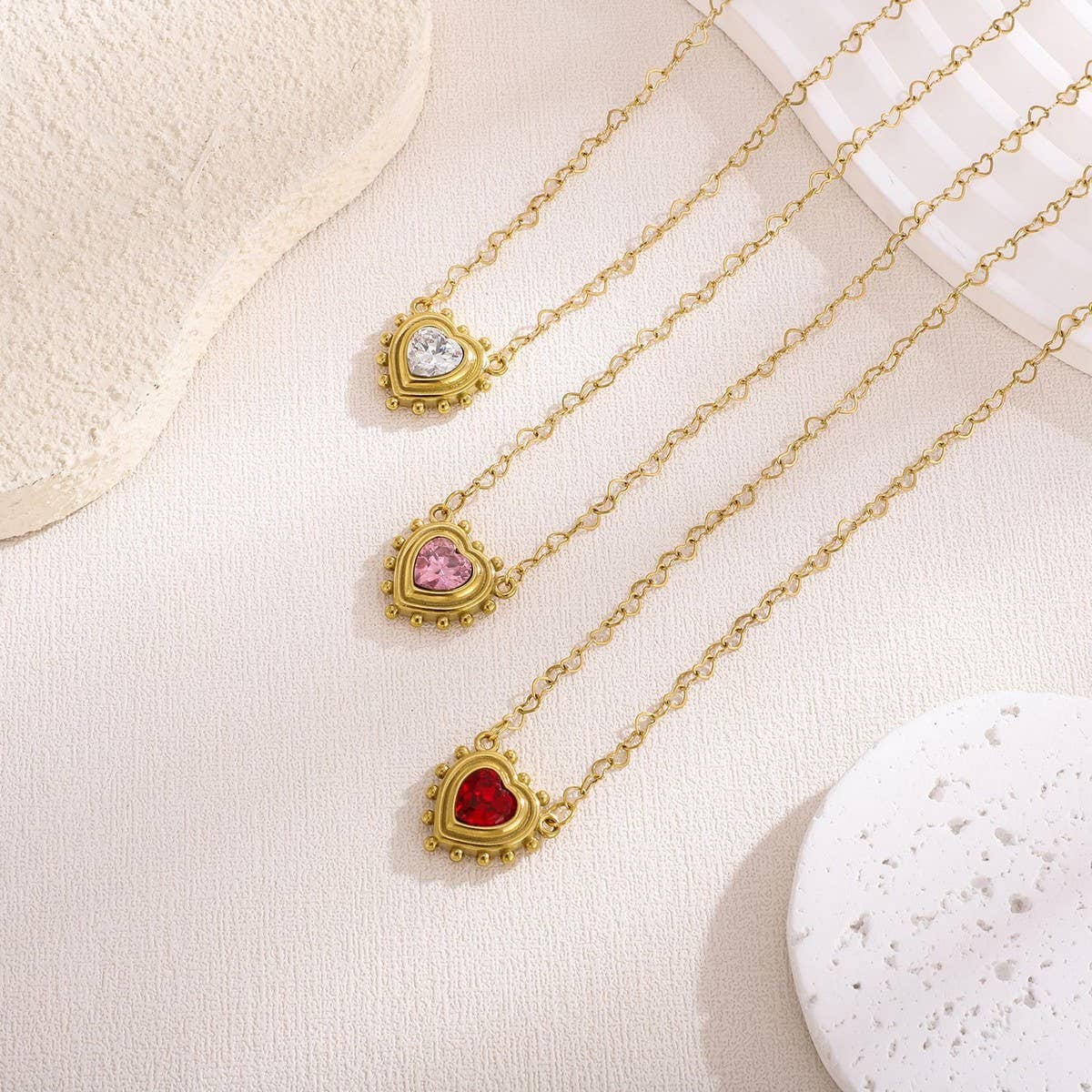 Minimalist Stainless Steel Heart Zircon Necklace