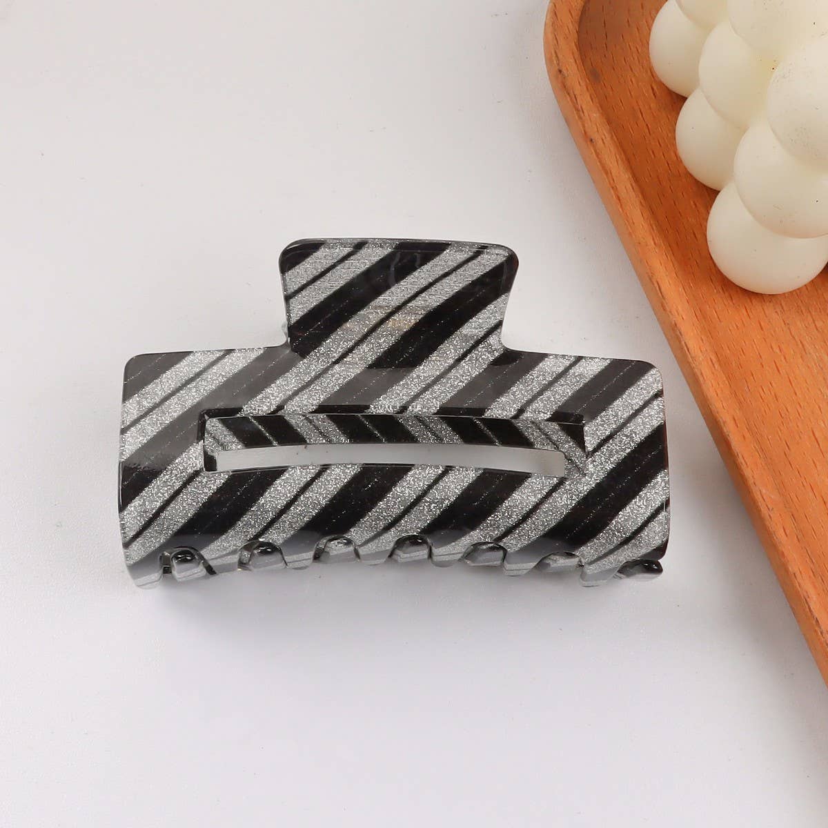 CWAHA1416_TWILL IRREGULAR RECTANGLE HAIR CLAW CLIP