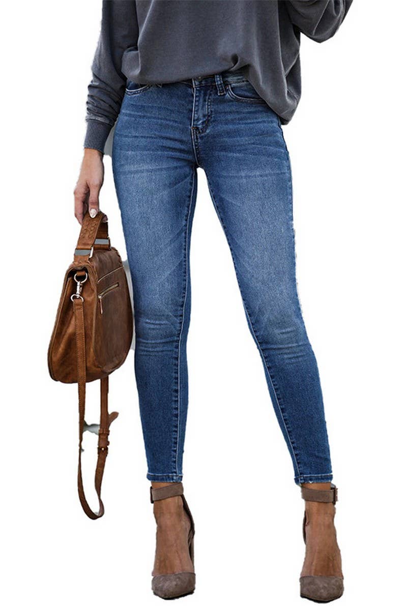 CWJP0605_TRETCH MID RISE SLIM FIT ANKLE SKINNY JEANS